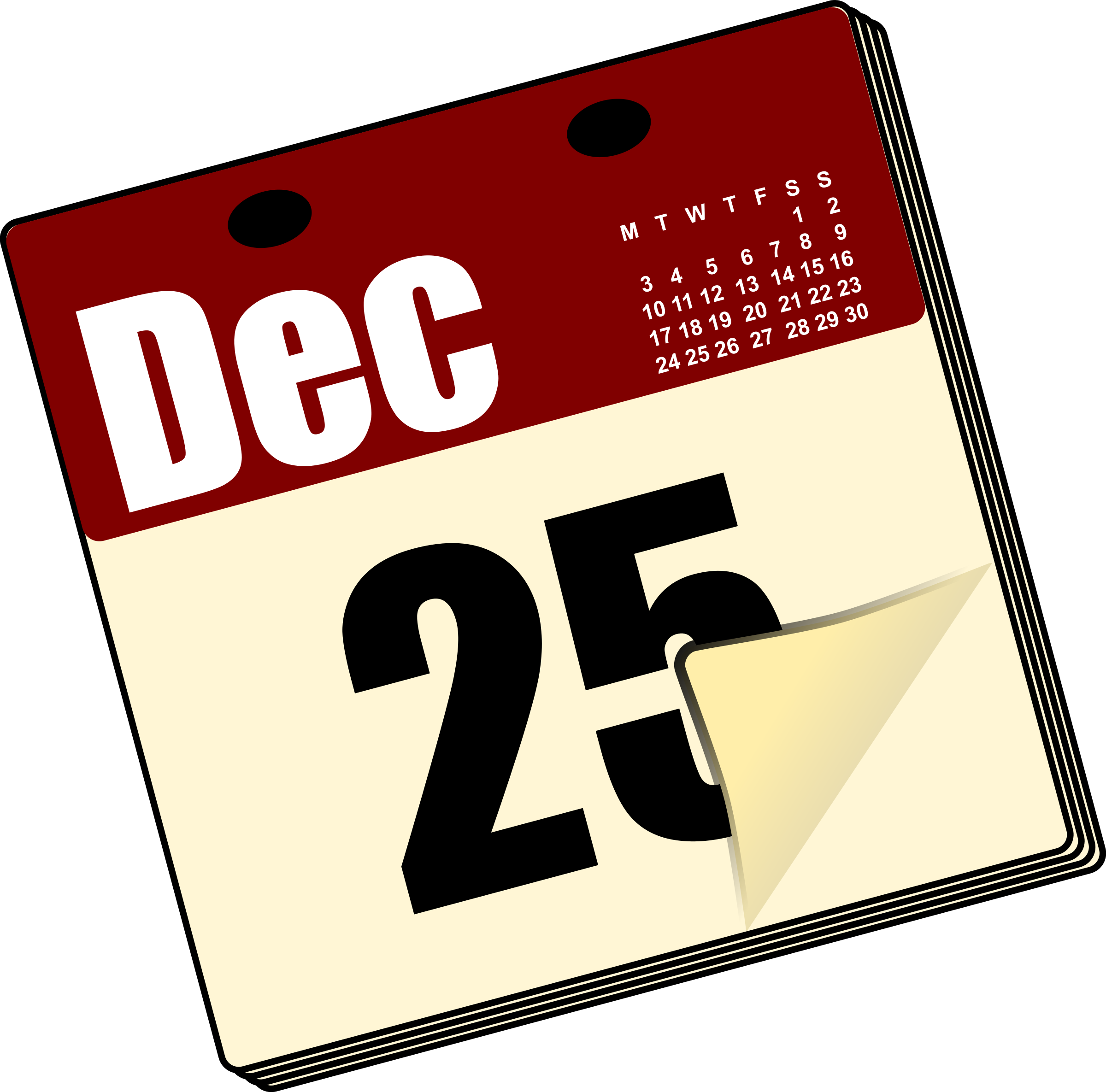 Christmas Day Calendar Clipart PNG Image