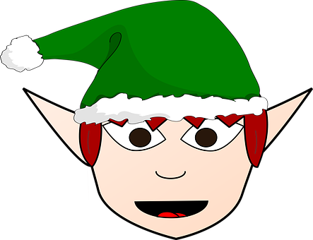 Christmas Elf Cartoon Portrait PNG Image