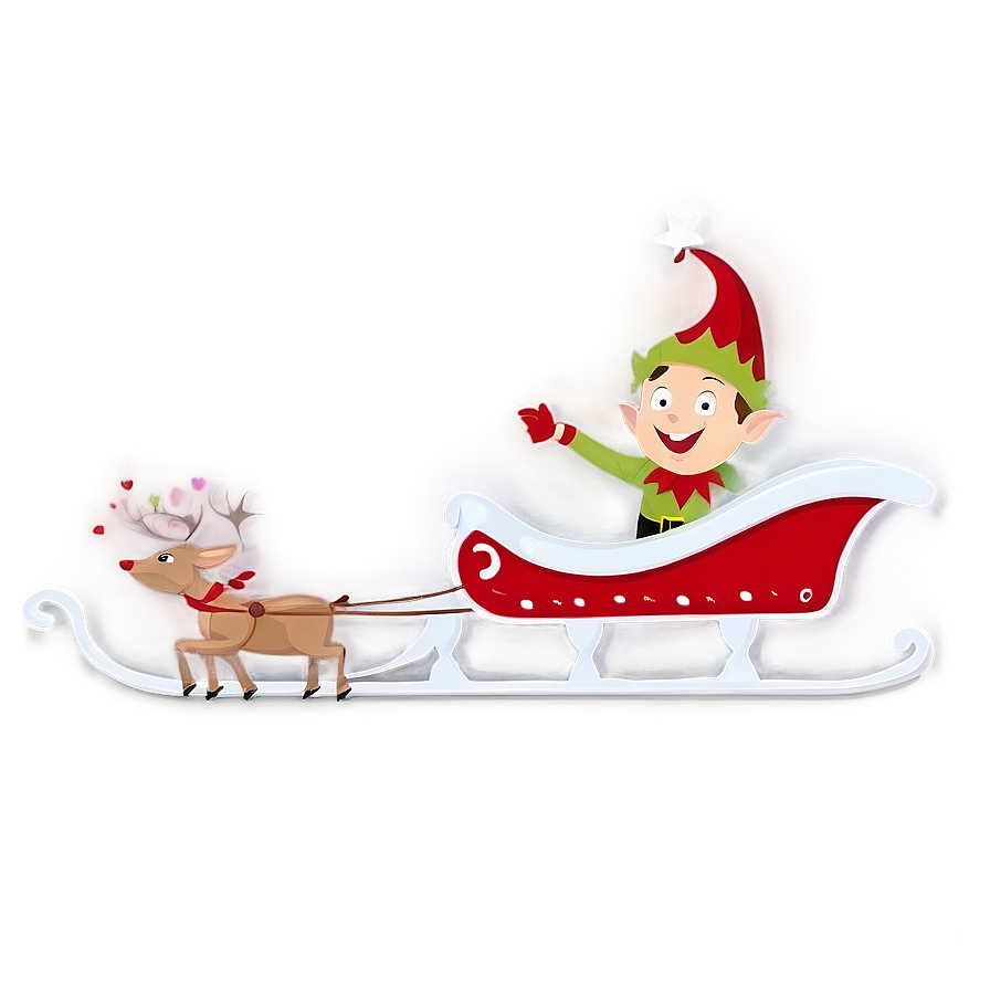 Christmas Elf With Sleigh Png 06252024 PNG Image