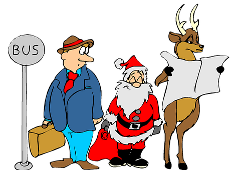 Christmas Eve Bus Stop Cartoon PNG Image