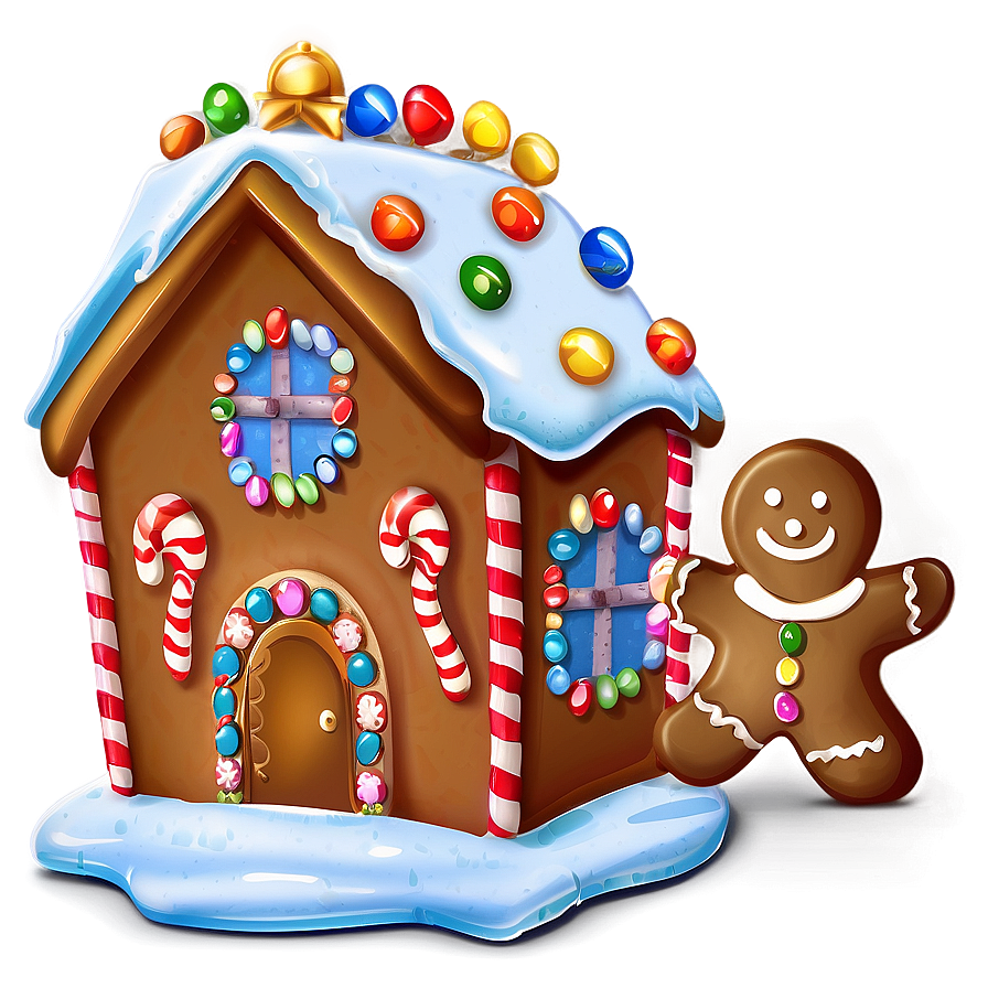 Christmas Eve Gingerbread House Png Bil PNG Image