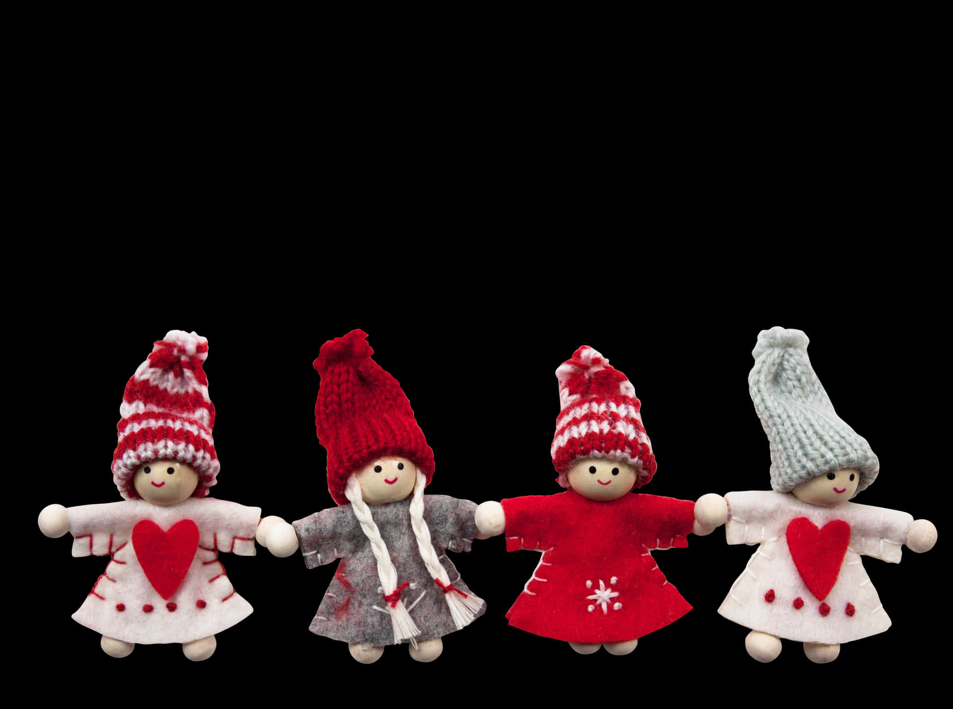 Christmas Fabric Dolls Lineup PNG Image