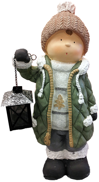 Christmas Figurine With Lantern PNG Image