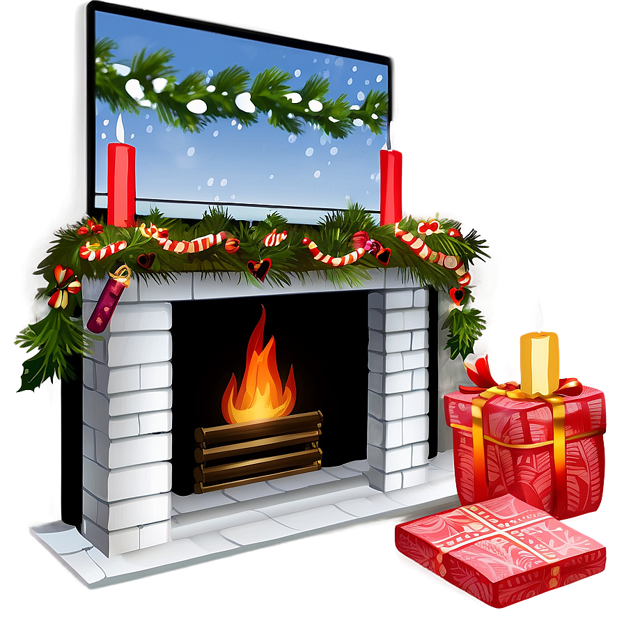 Christmas Fireplace A PNG Image