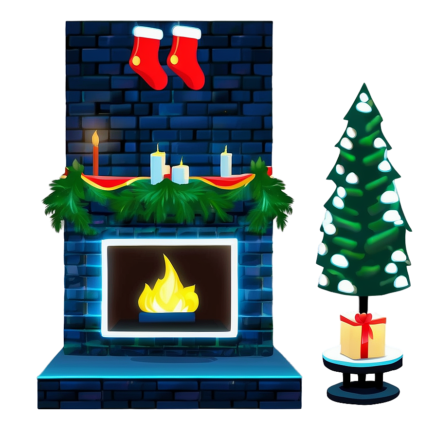 Christmas Fireplace In Cozy Room Png 06262024 PNG Image