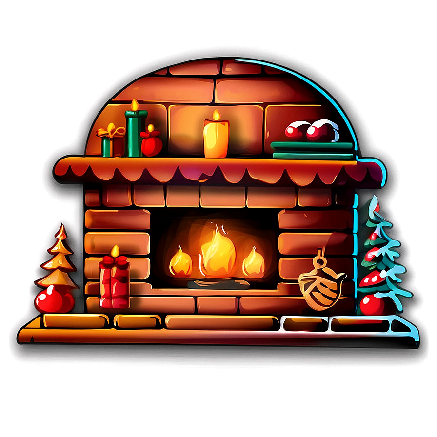 Christmas Fireplace In Cozy Room Png 14 PNG Image