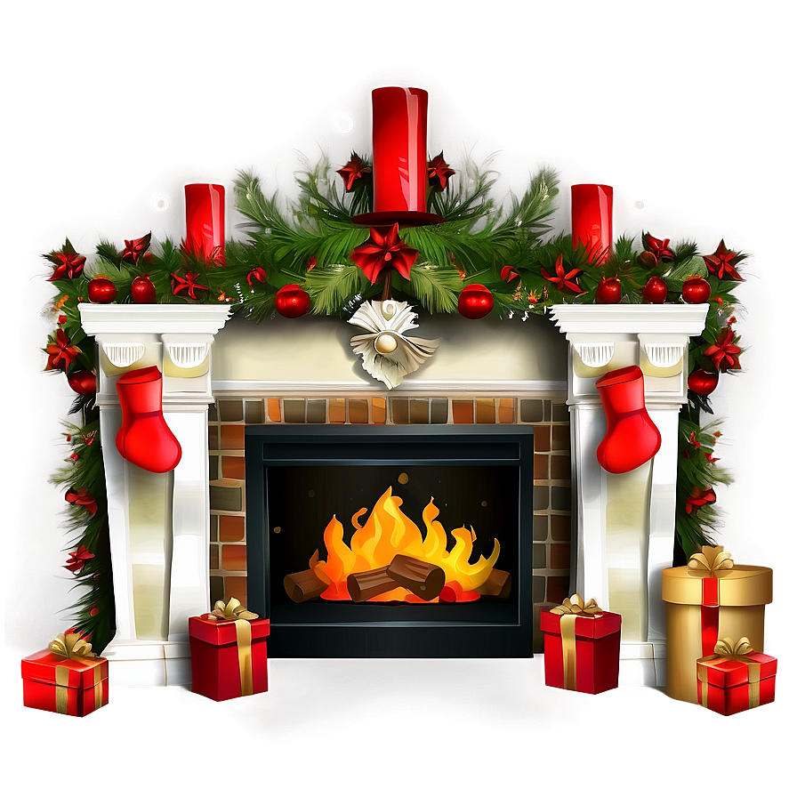 Christmas Fireplace Scene Png Mje36 PNG Image