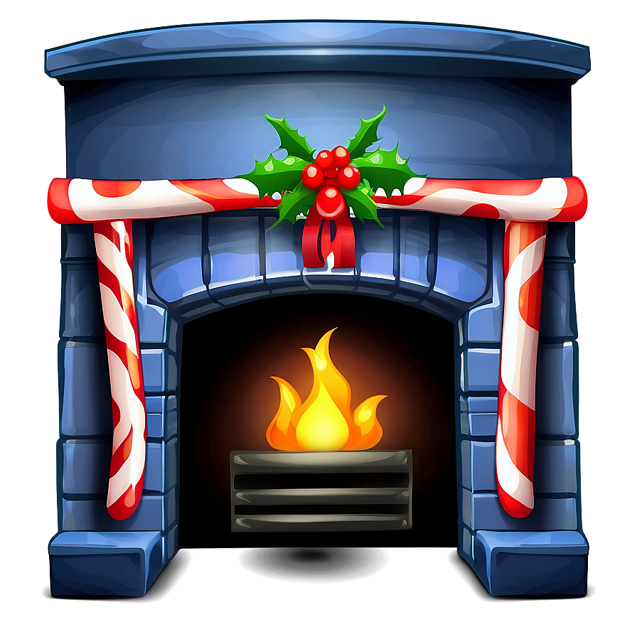 Christmas Fireplace With Mistletoe Png Hyn PNG Image