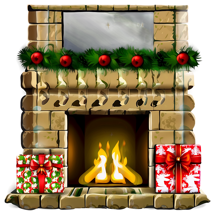 Christmas Fireplace With Presents Png 06262024 PNG Image