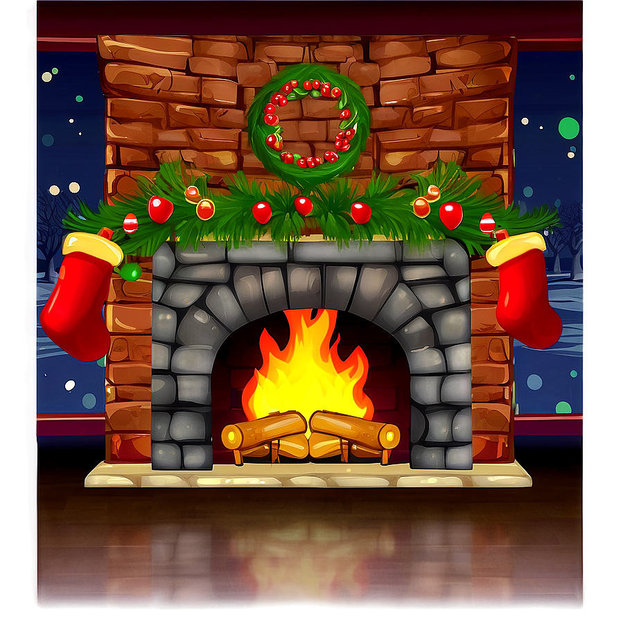 Christmas Fireplace With Reindeer Png 06262024 PNG Image