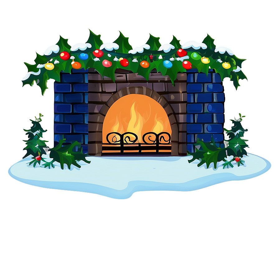 Christmas Fireplace With Wreath Png 06262024 PNG Image