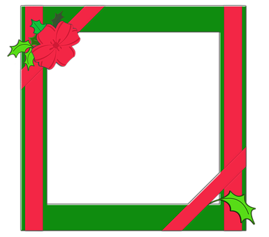 Christmas Frame Red Green Design PNG Image