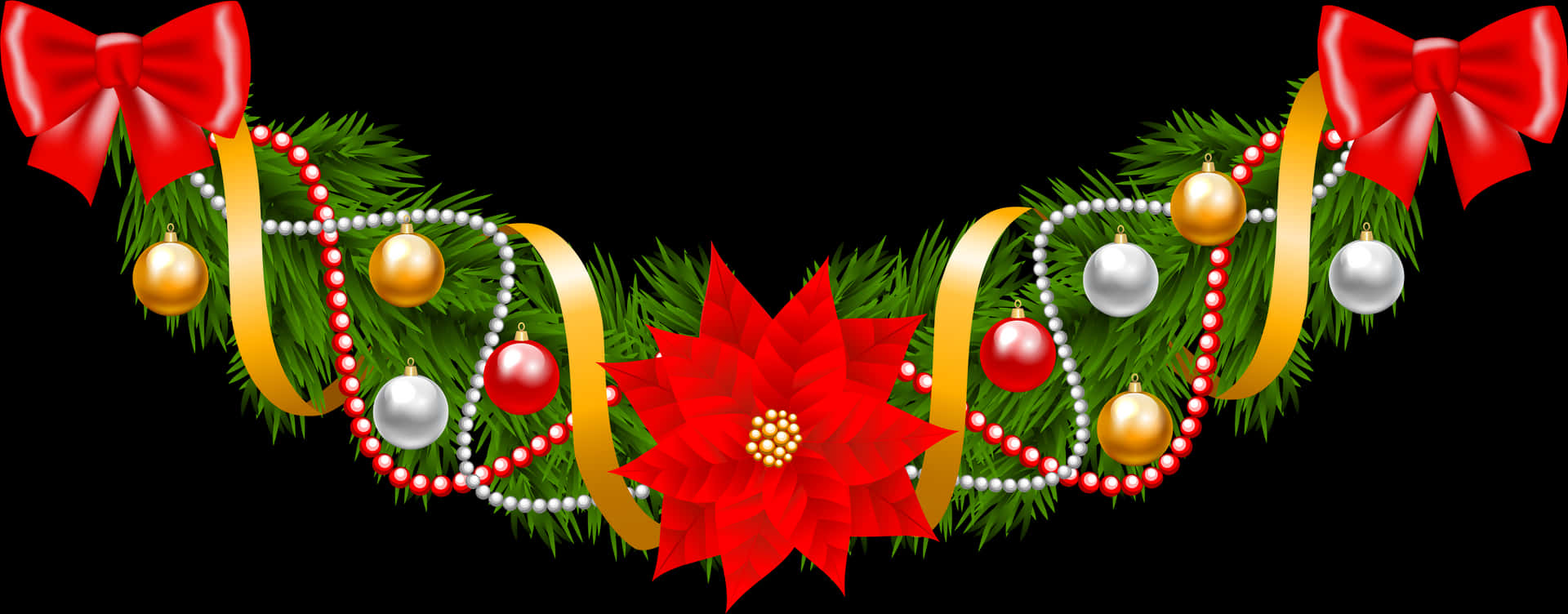 Christmas Garland Decoration PNG Image