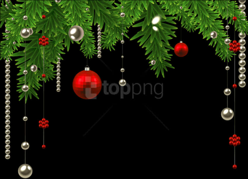 Christmas Garlandand Baubles Decoration PNG Image