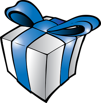 Christmas Gift Box Blue Ribbon PNG Image