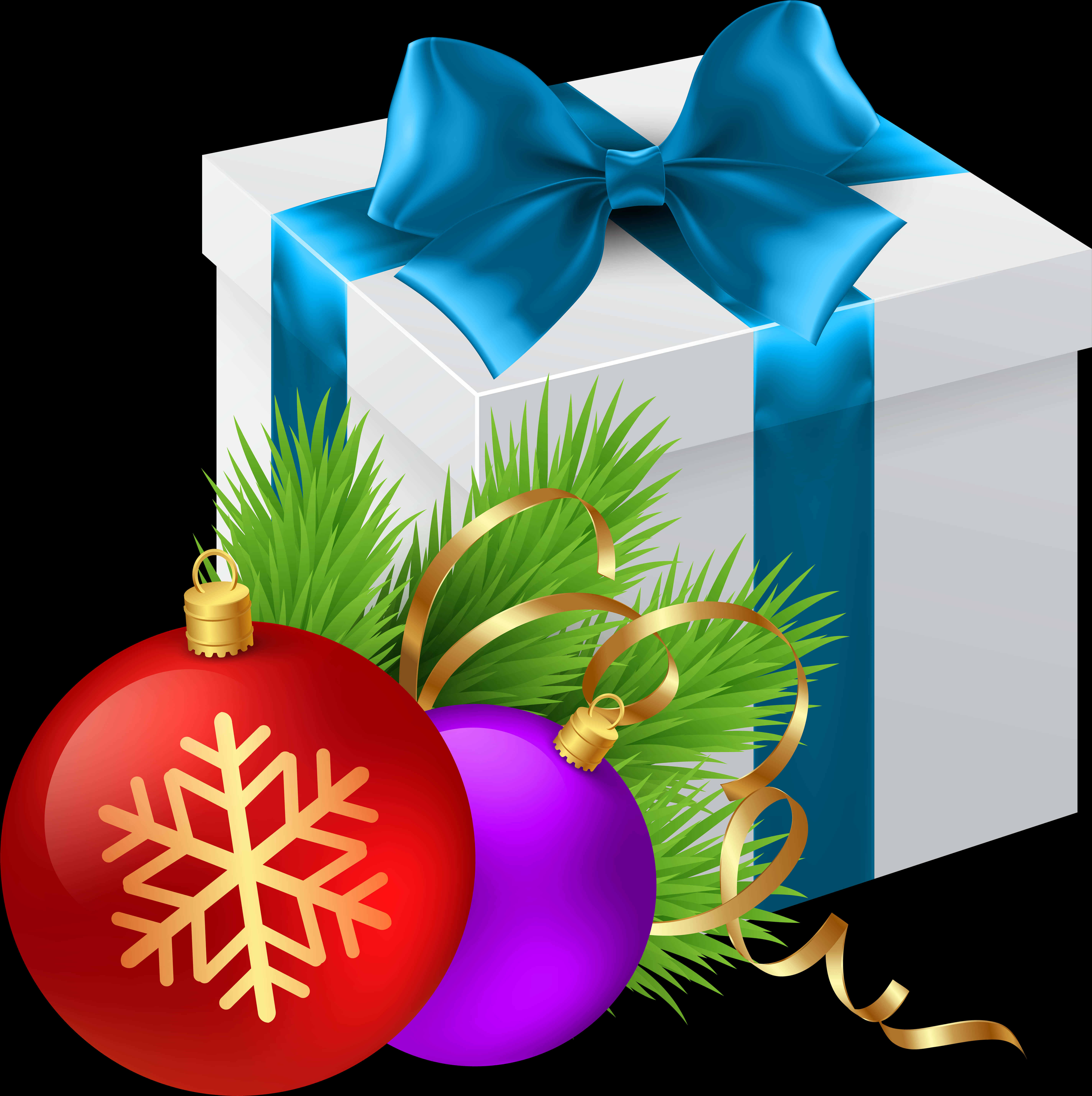 Christmas Giftand Ornaments PNG Image