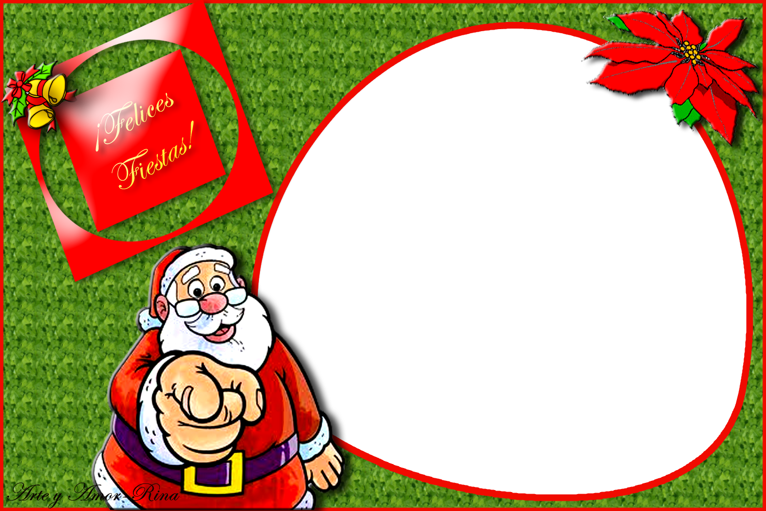 Christmas Greetings Santa Frame PNG Image