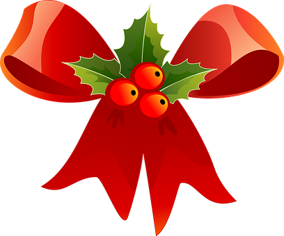 Christmas Holly Bow Graphic PNG Image