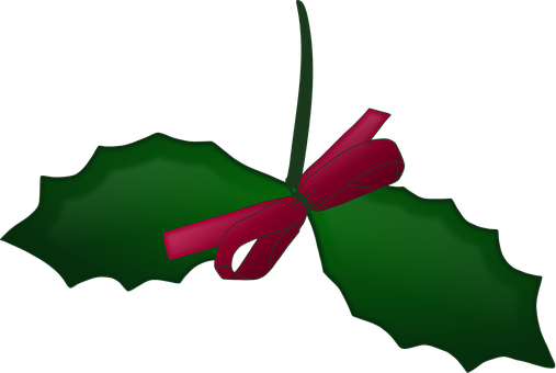 Christmas Hollywith Red Bow PNG Image