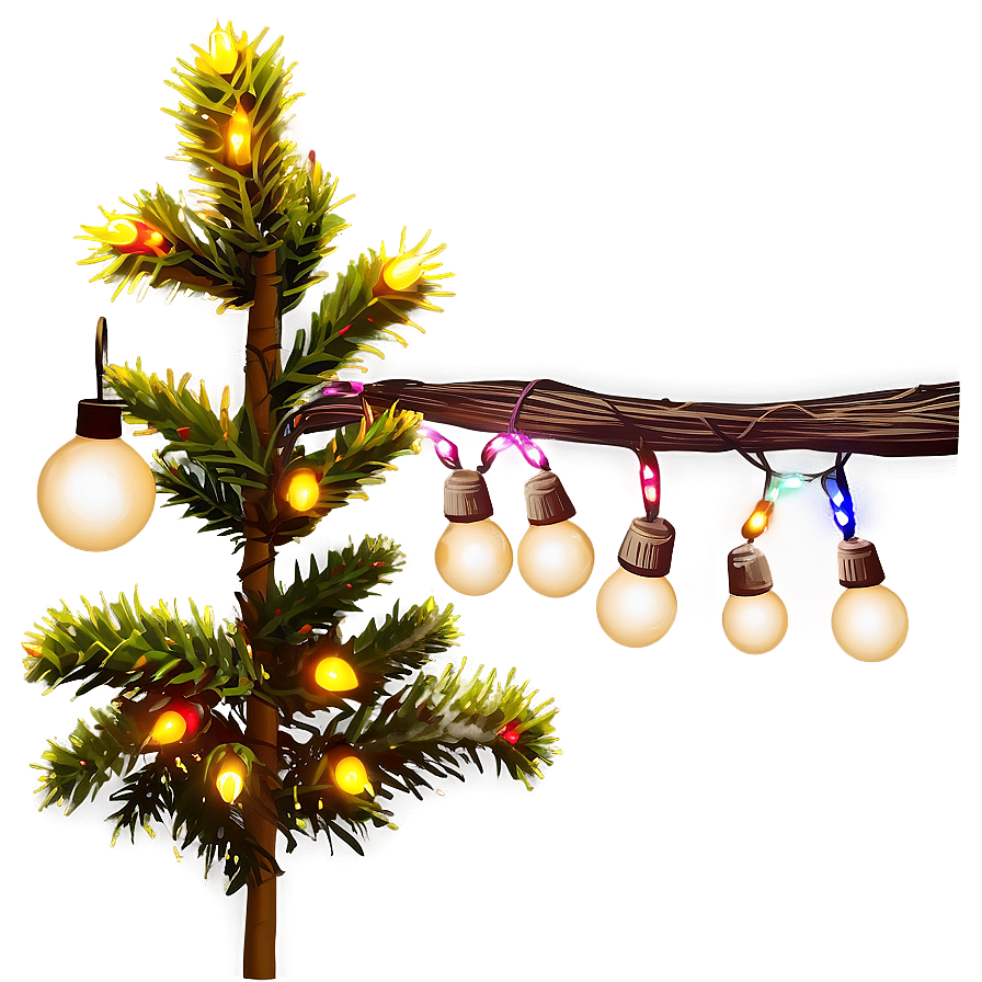 Christmas Lights In Garden Png Tby45 PNG Image