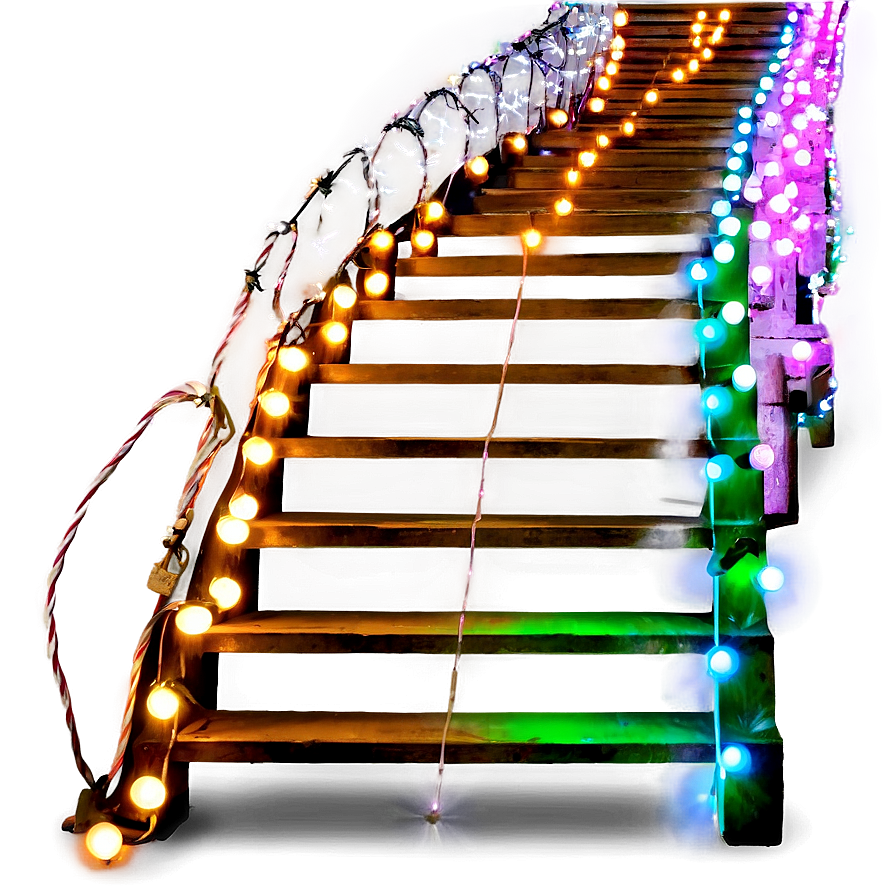 Christmas Lights On Stairs Png Yaj PNG Image