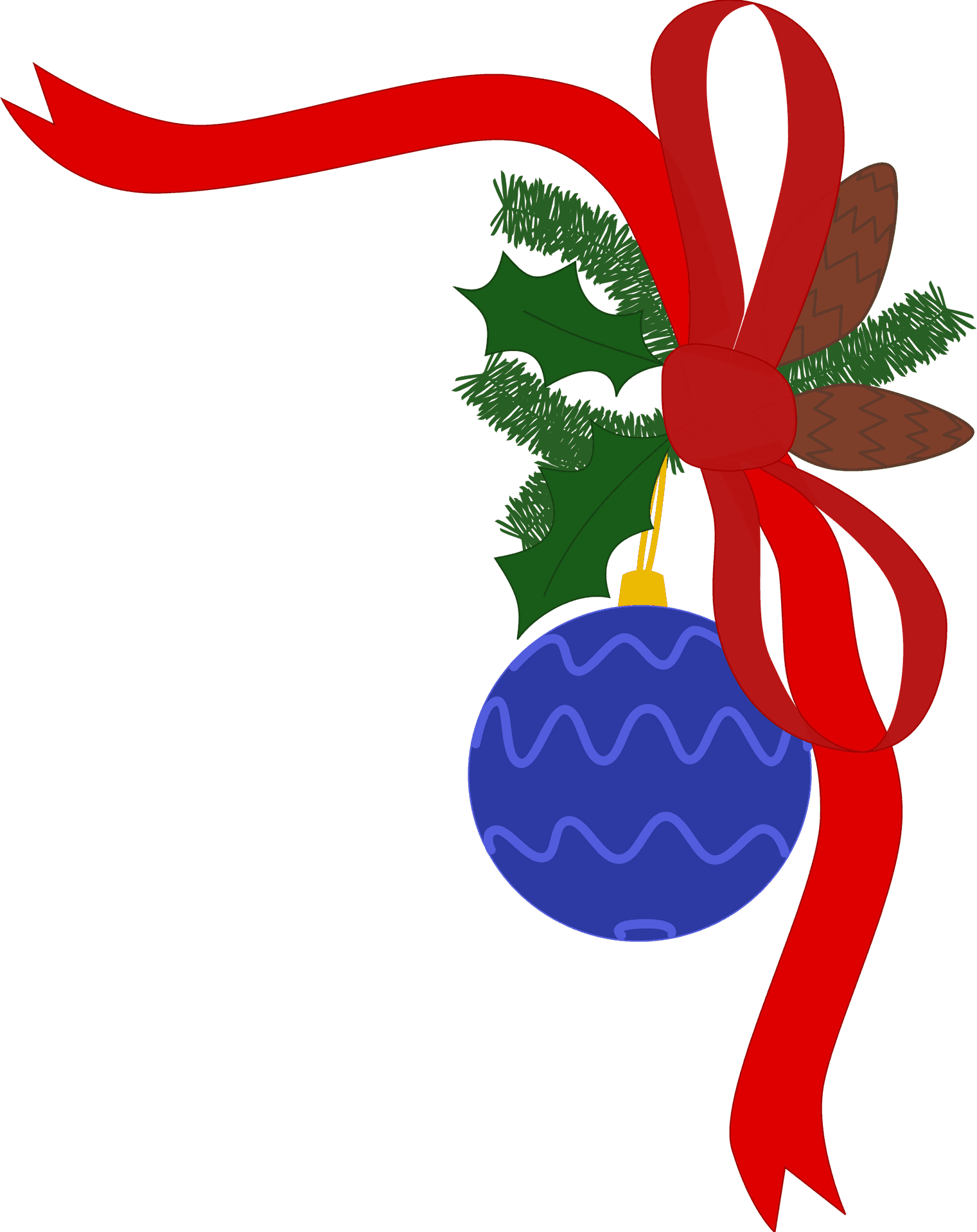 Christmas Ornamentand Holly Graphic PNG Image