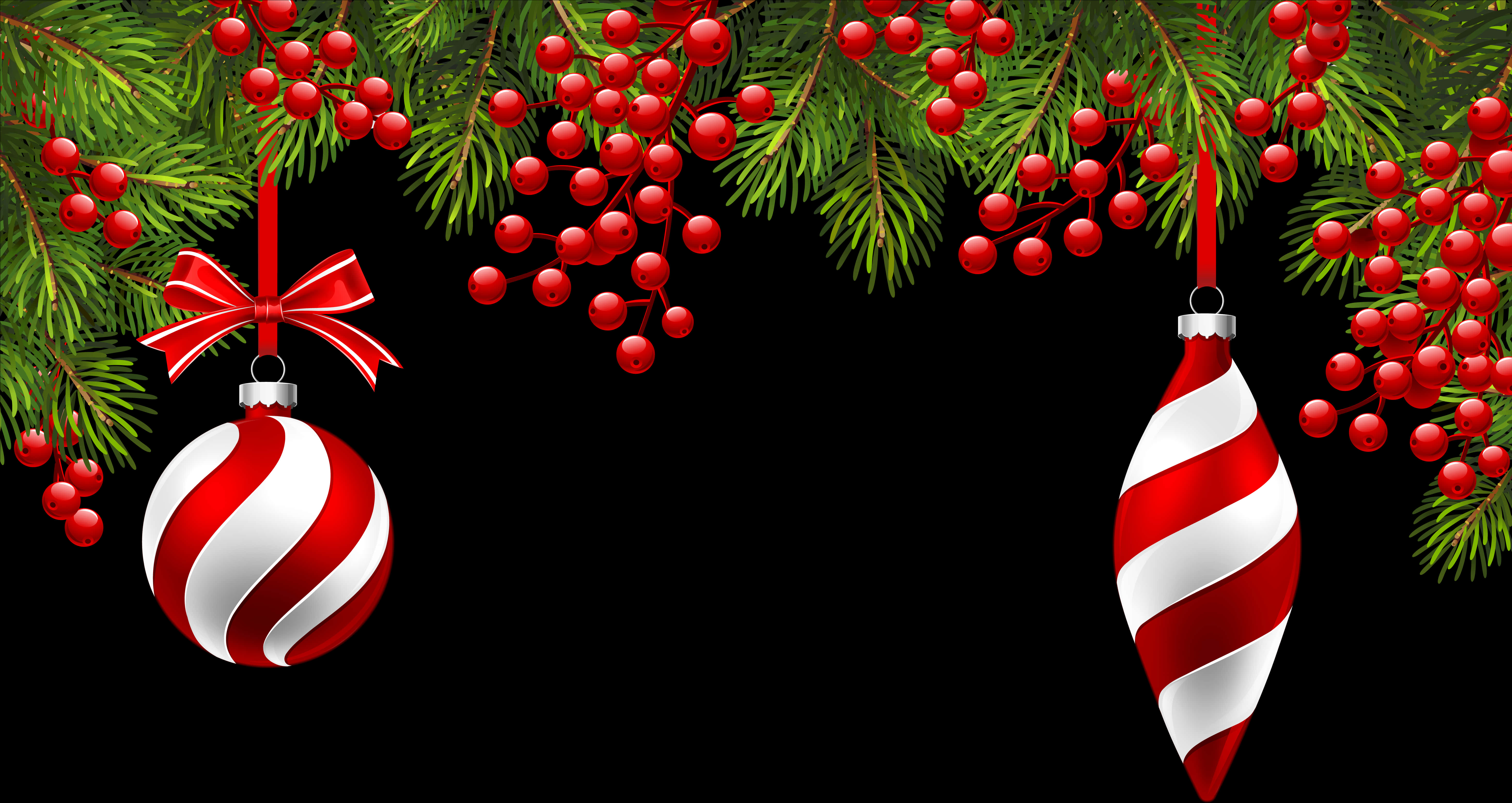 Christmas Ornamentsand Berries PNG Image