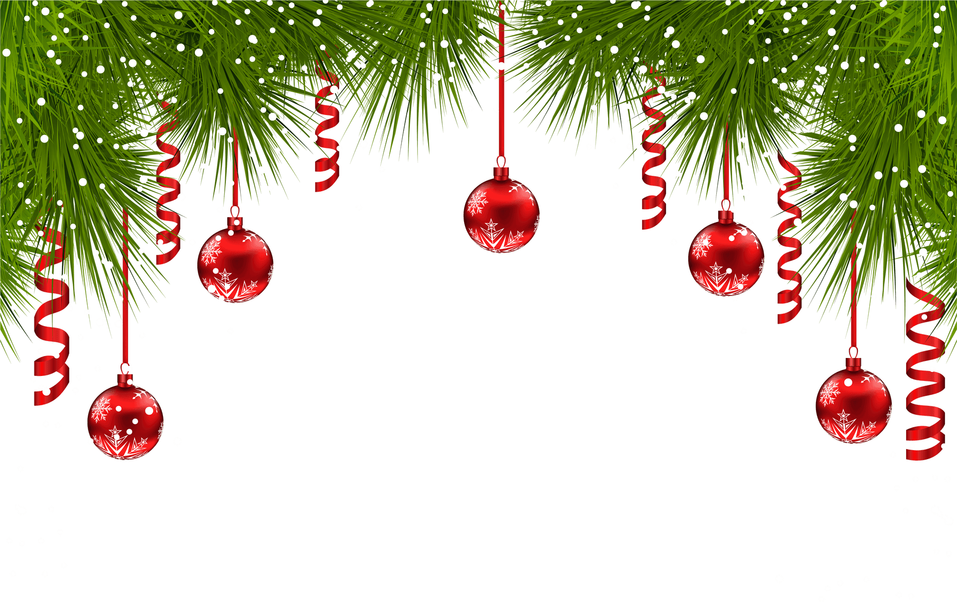 Christmas Ornamentsand Pine Garland PNG Image