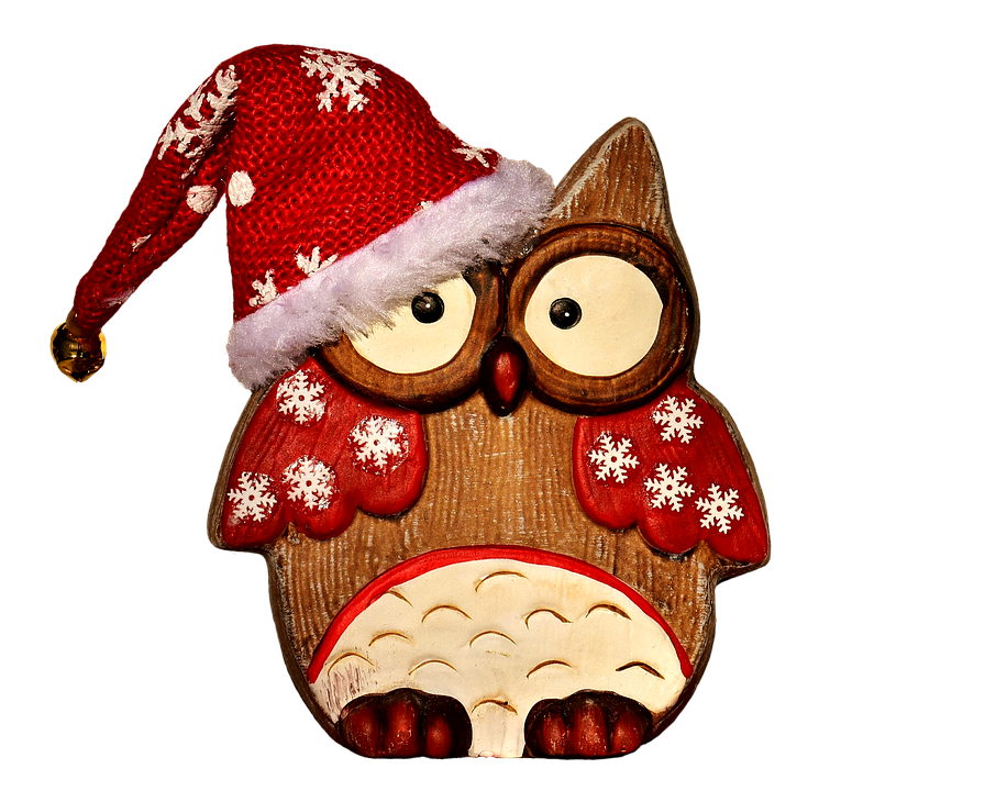 Christmas Owl Wooden Decoration PNG Image