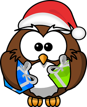 Christmas Owlwith Gifts PNG Image