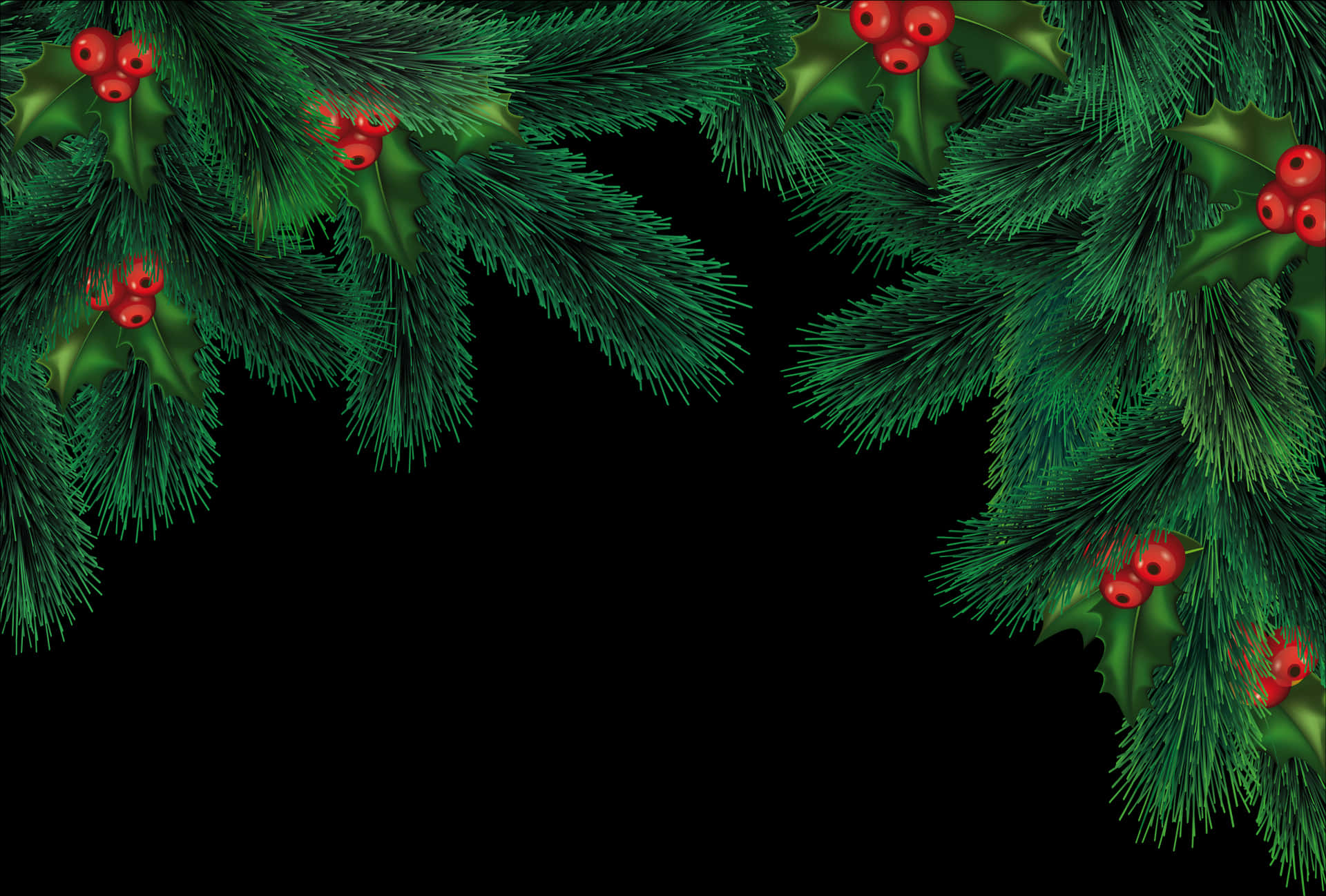 Christmas Pineand Berries Background PNG Image