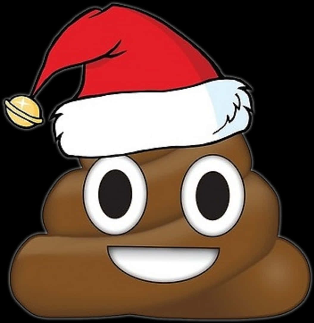 Christmas Poop Emojiwith Santa Hat PNG Image