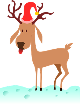 Christmas Reindeerin Santa Hat PNG Image