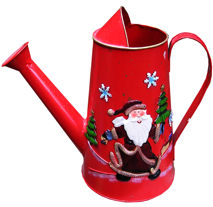 Christmas Santa Watering Can PNG Image