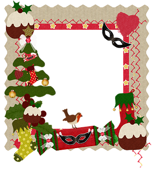 Christmas Scrapbook Frame Design PNG Image