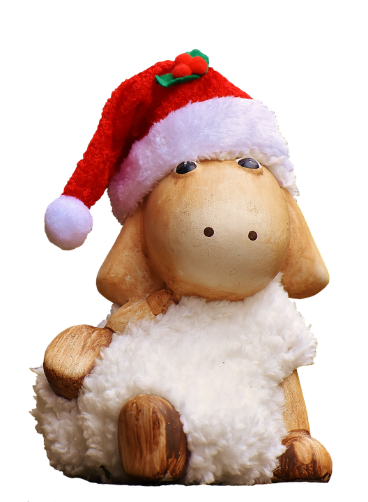 Christmas Sheep Decorationwith Santa Hat PNG Image