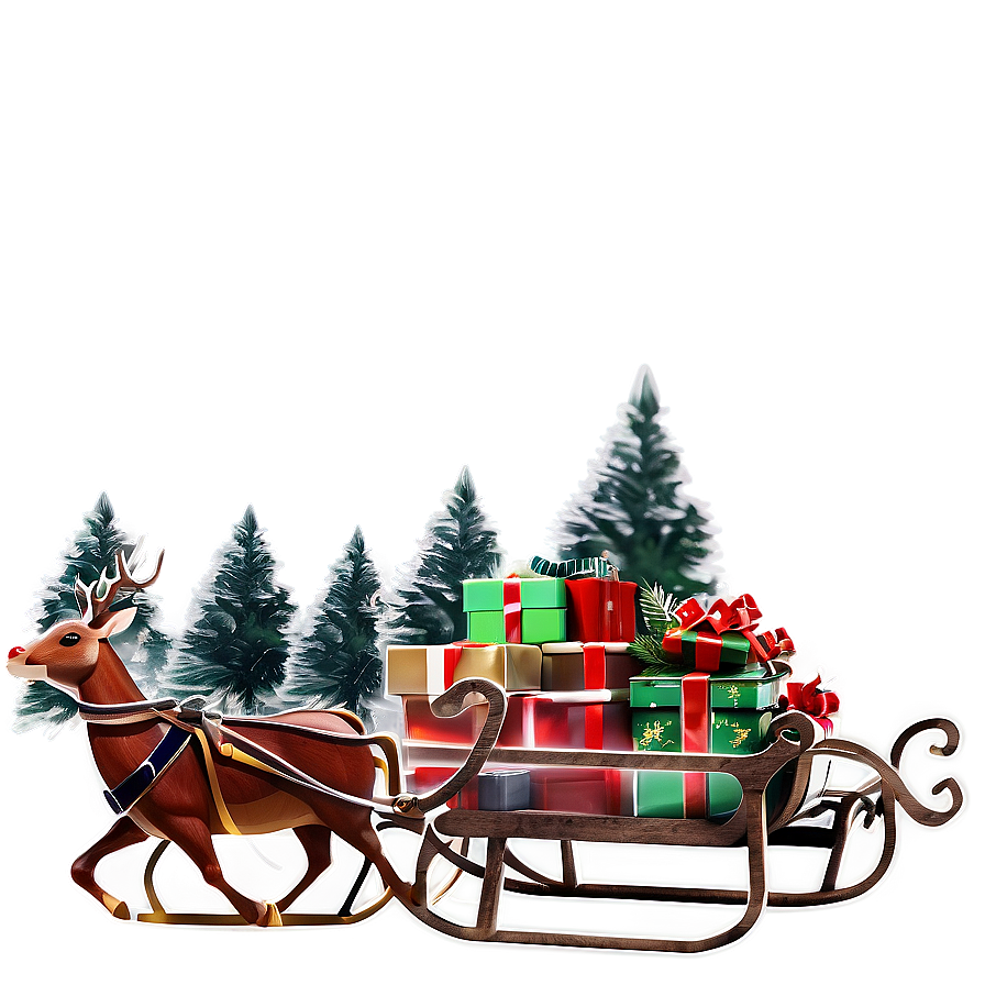 Christmas Sleigh In Forest Png Xpq PNG Image