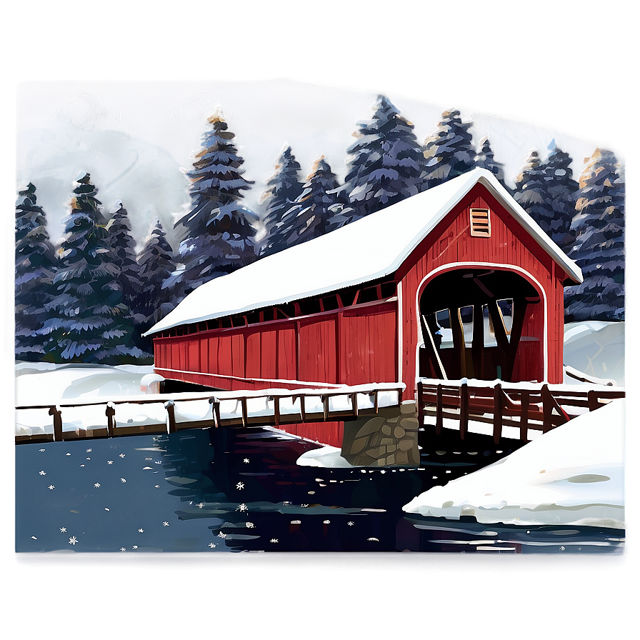 Christmas Snow Covered Bridge Png Exu PNG Image