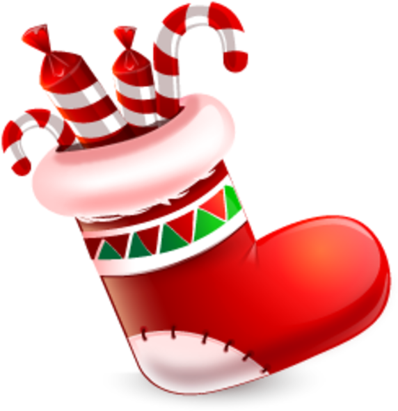 Christmas Stocking Candy Cane Clipart PNG Image