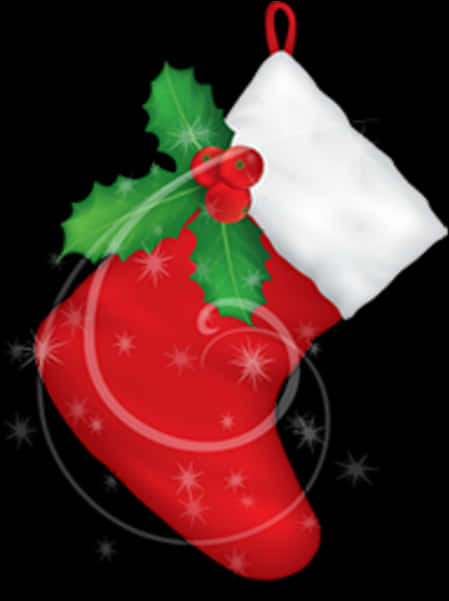 Christmas Stocking Holly Decoration PNG Image