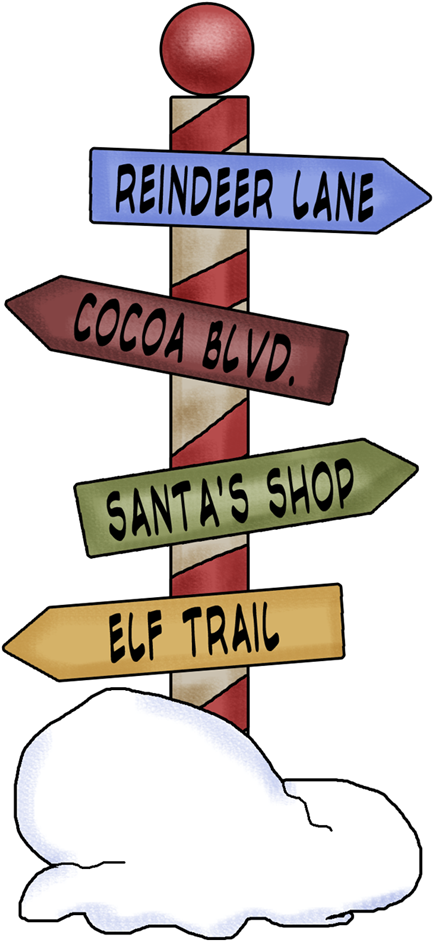 Christmas Themed Directional Signpost PNG Image