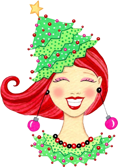 Christmas Tree Hairstyle Redhead Illustration.png PNG Image