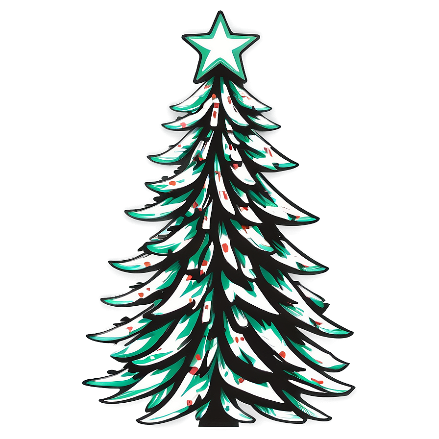 Christmas Tree Outline C PNG Image