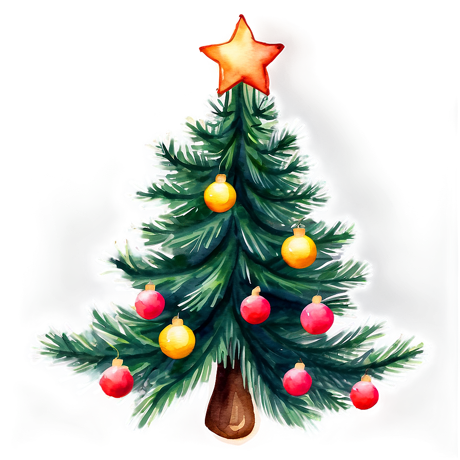 Christmas Tree Watercolor Transparent Png Gih PNG Image