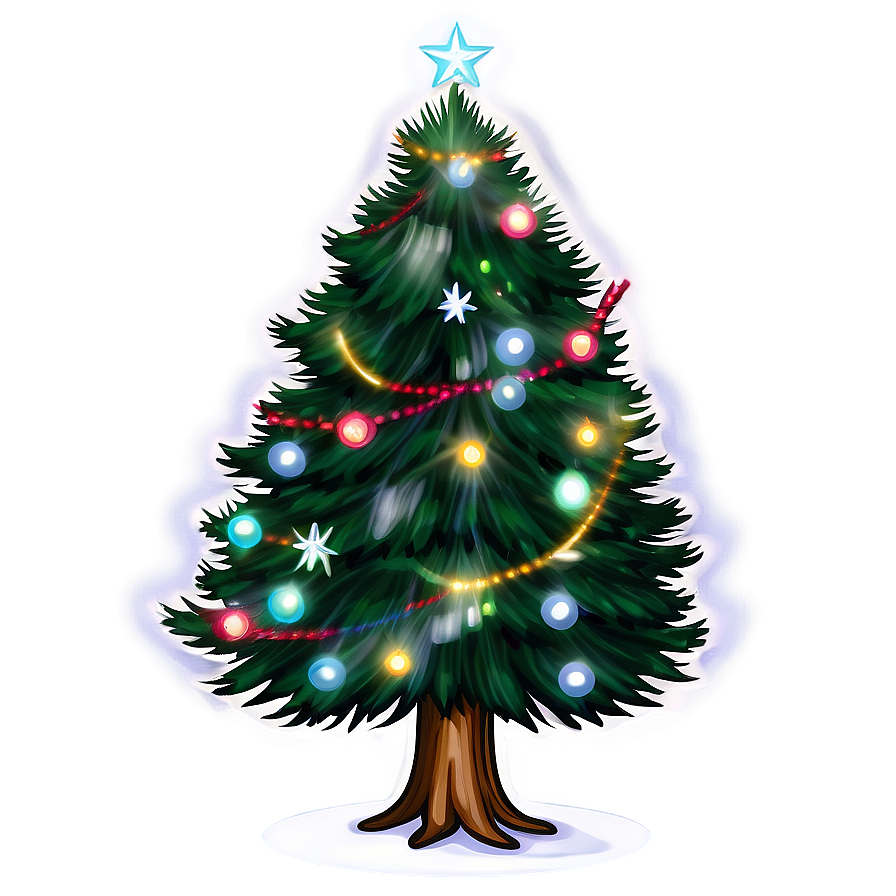 Christmas Tree With Lights Outline Png Ygn70 PNG Image