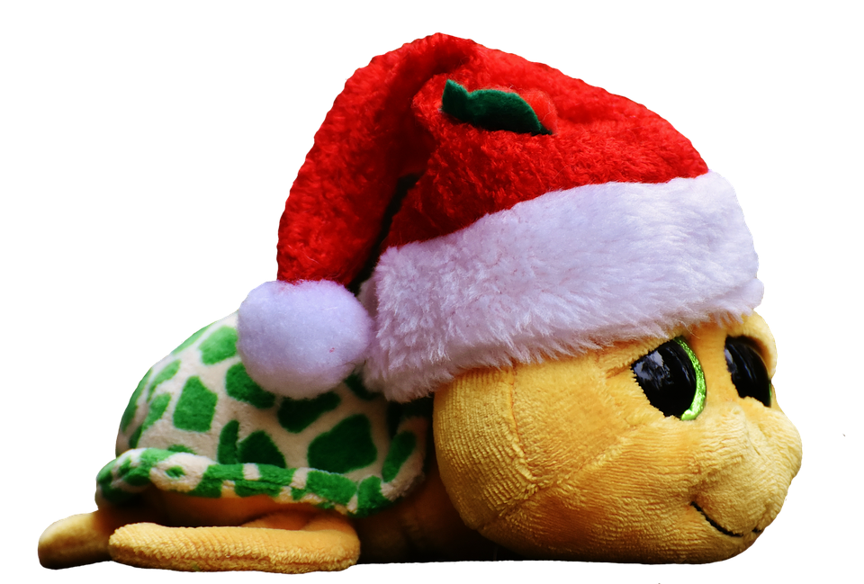 Christmas Turtle Plush Santa Hat PNG Image