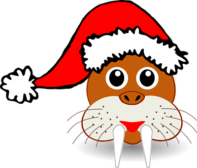 Christmas Walrus Cartoon PNG Image