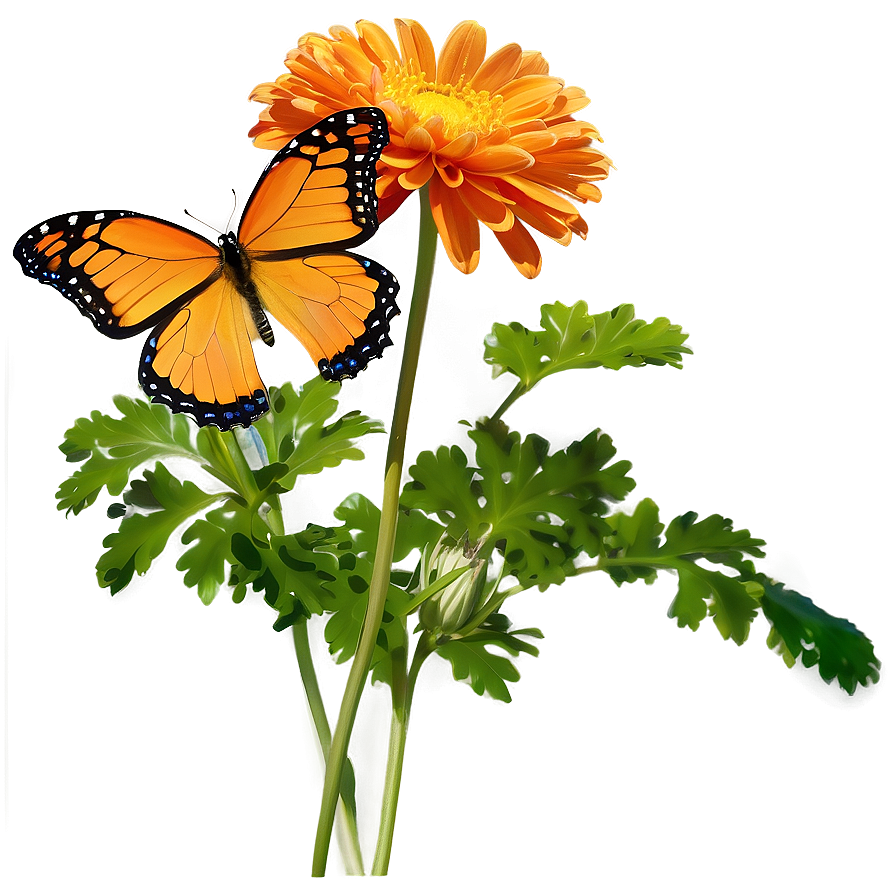 Chrysanthemum And Butterfly Png Hrc PNG Image