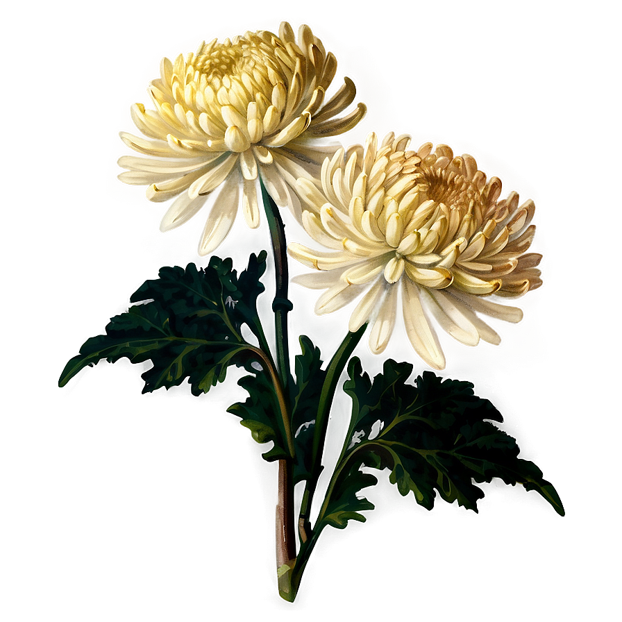 Chrysanthemum Vintage Botanical Png Cdx PNG Image