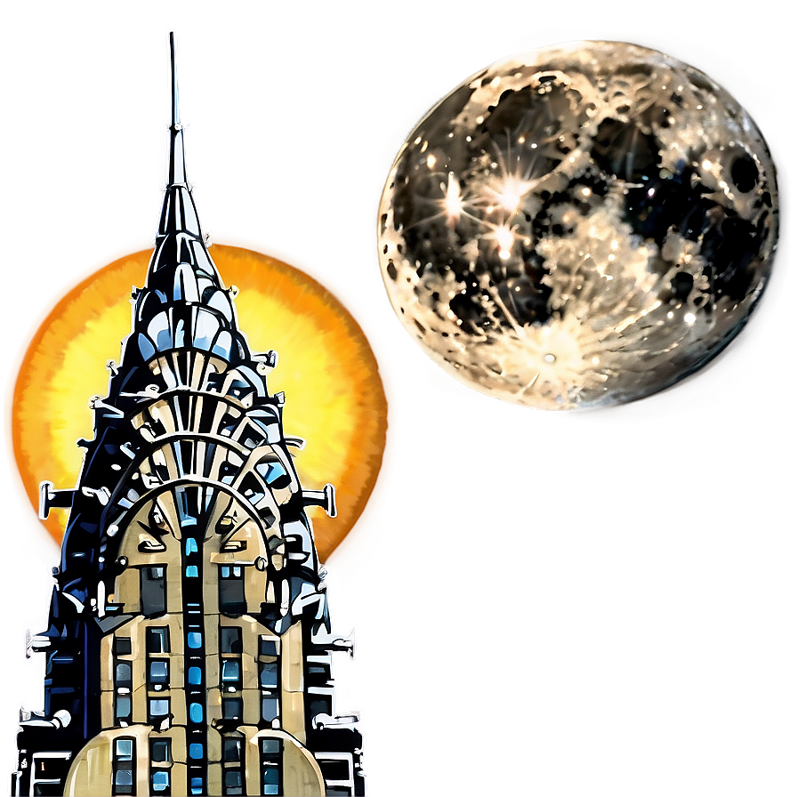 Chrysler Building With Moon Png 06252024 PNG Image